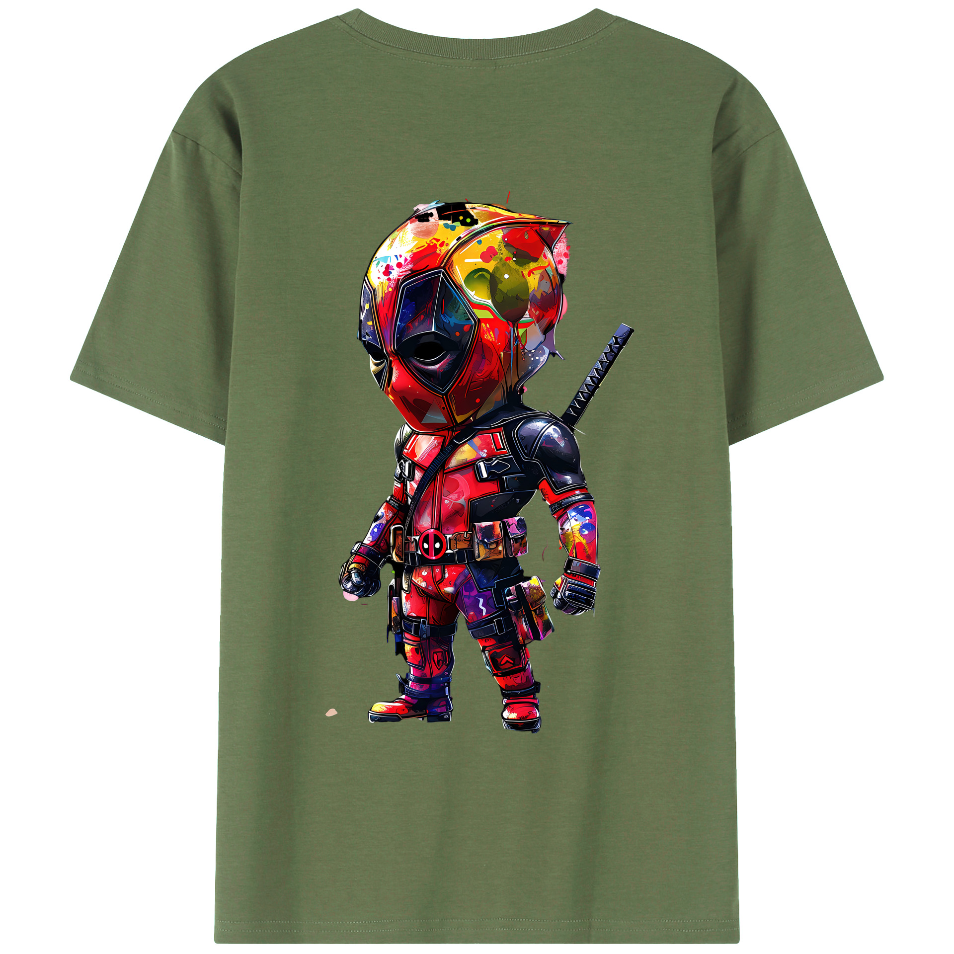 （画像用） Deadpool デッドプール 綿100％ メンズ半袖Tシャツ（バックプリント） 通気性